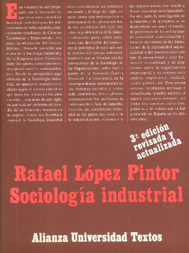 Libro Sociología Industrial De Rafael López Pintor