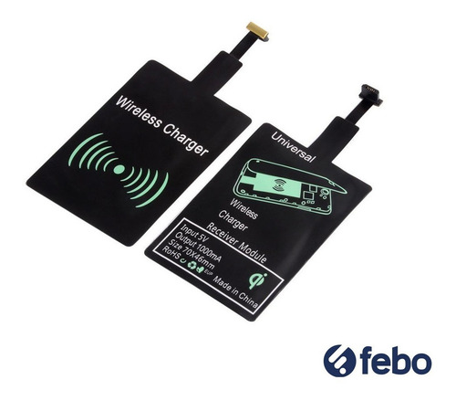 Receptor Adaptador Qi Micro Usb Carga Inalambrica Febo