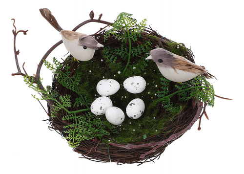 Set De Nido De Pájaros Creative Vine Con 5 Huevos De Simulac