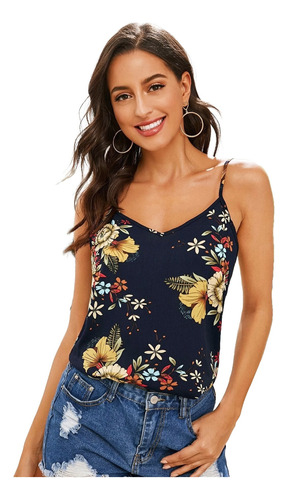 Top Blusa De Tirante Con Estampado Floral Hermosa