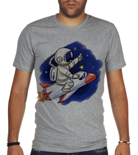 Remera De Hombre Astronauta Art Caricatura Diseño Galaxia