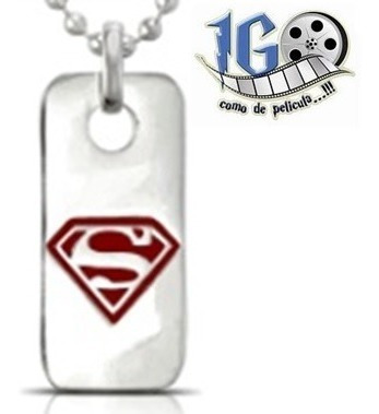 Dije Superman Tipo Tag Man Of Steel Con Cadena