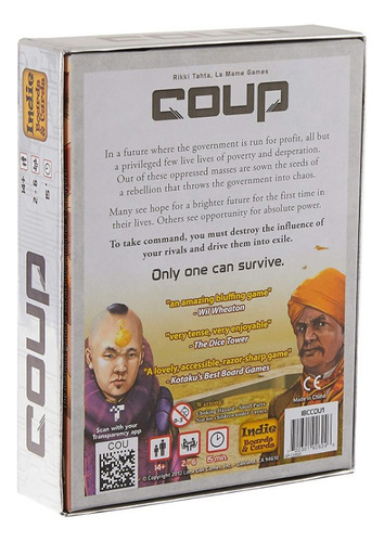 Coup Indie Board Game Juego Mesa Cartas Dystopian Universe