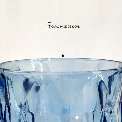 Jogo Copo Taça Vidro Diamante Azul Para Agua 300ml - 6Un em Promoção na  Americanas