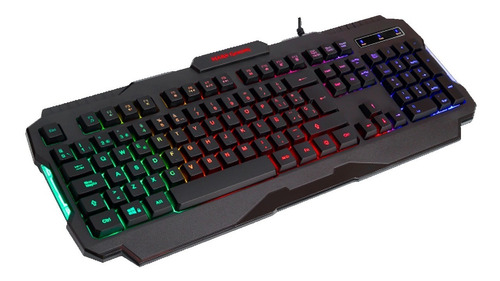 Imagen 2 de 4 de Teclado Gamer Negro Con Luz Rgb Led Español Rainbown Colores