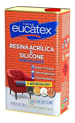 Resina Acrílica 18l Impermeável Solvente Incolor C/ Silicone