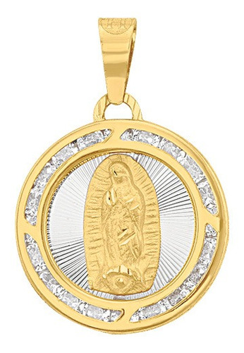 Medalla Guadalupe Redonda Cz Oro 10k - 1731