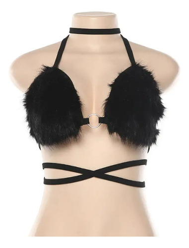 Brasier Cosplay Peluche Crop Top Ajustable Sexy Disfraz