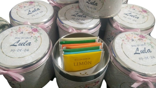 Pack X 20 Latas Personalizadas + Saquitos De Té Souvneirs