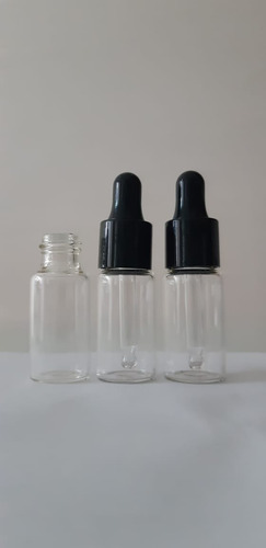 10 Vidro Incolor 5ml Conta Gotas Preto Canula Ponta Fina