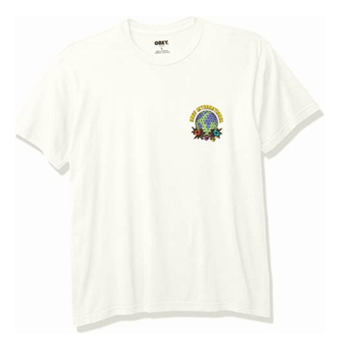 Obey Camiseta Floral Globe-100% Orgánica Para Hombre,