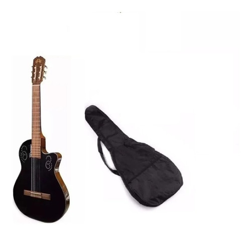 La Alpujarra Guitarra Modelo 300 Kec Negra Con Funda 