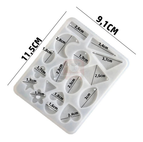 Imagen 4 de 8 de Molde Silicona 17 Figuras Dijes Aritos Joya Bijou Resina