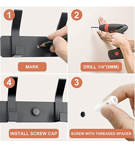Perchero De Pared Con 5 Ganchos Para Colgar Abrigos, Percha