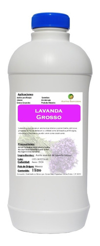 Aceite Esencial De Lavanda Grosso 100% Natural Puro 1 Litro