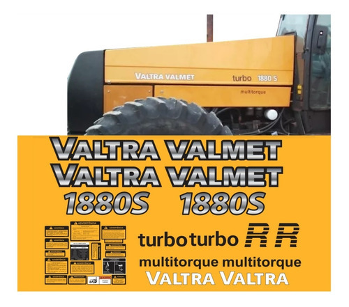 Kit Adesivos Compatível Trator Valtra 1880s Turbo+ Etiquetas Cor TRATOR VALTRA1880S