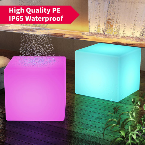Cubo Led 40 Cm Cambio Color, Mesa Led Control Remoto, Mueble