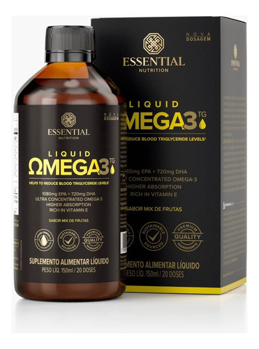 Super Omega 3 Tg Liquid (150ml) - Essential Nutrition Sabor Mix De Frutas