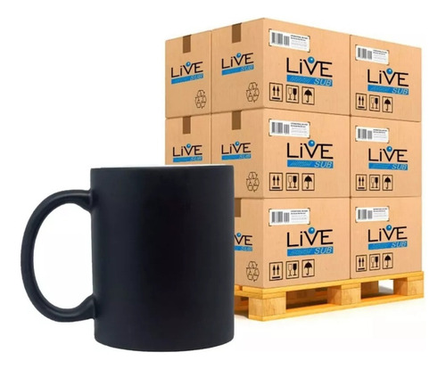 Kit 06 Canecas Mágica Preta Fosca Para Sublimação 325ml Live
