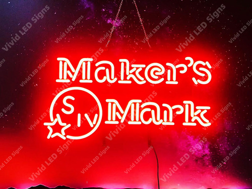 Queen Sense 24 X 13  Maker's Mark Bourbon Led Signo Luz Neon