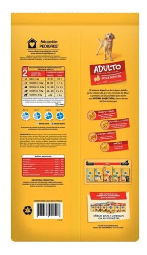 Imagen 2 de 2 de Alimento Pedigree Óptima Digestión Etapa 2 para perro adulto todos los tamaños sabor carne, pollo y cereales en bolsa de 21kg