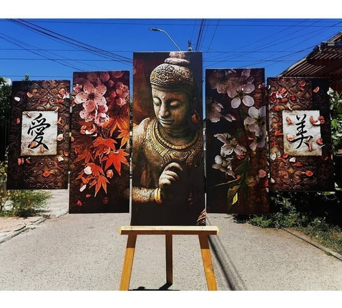 Cuadro Decorativo Canvas 90x165 Cm - Buda En Flores