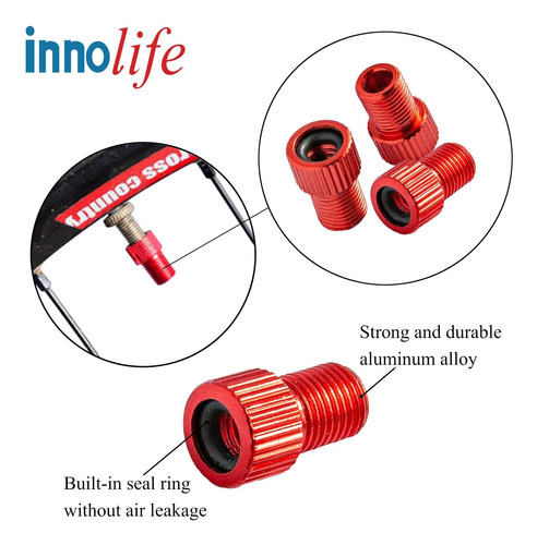 Innolife Aluminio Presta To Schrader Convertidor Adaptador D
