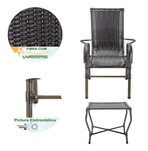 Conjunto Cadeira Poltronas Cadeiras Jogo Varanda Fibra Junco