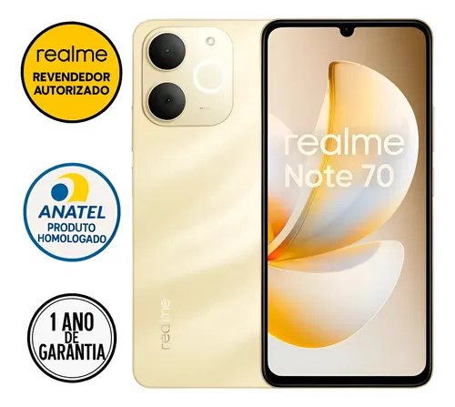 Celular Realme Note 70 Dual Sim 128gb Dourado 4+8gb Ram | MercadoLivre