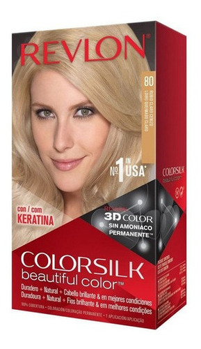 Kit Tintura Revlon  Colorsilk beautiful color™ tono 80 rubio claro cenizo para cabello