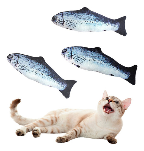 Brinquedo Para Gato Peixe Com Catnip 18cm Cor Azul