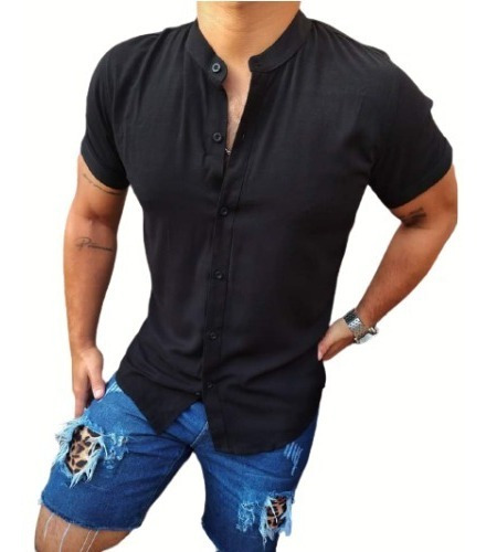 Camisas En Cuello Mao Lino Hombre