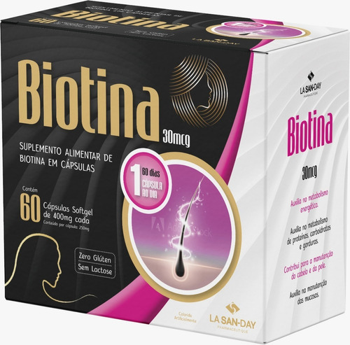 Biotina 30 mcg 60 cápsulas sabor La San Day