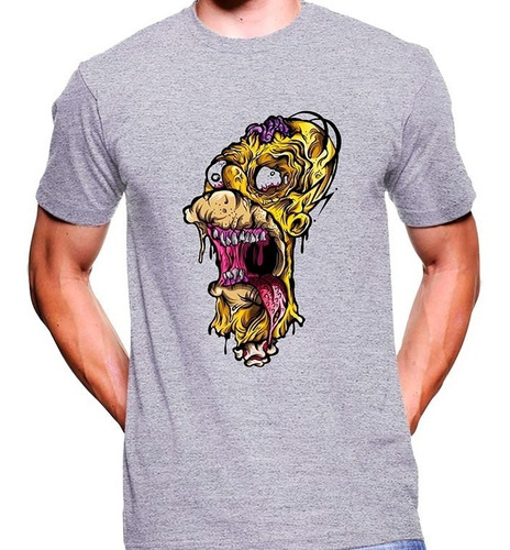 Camiseta Premium Dtg Calavera Estampada  Homero Zombie