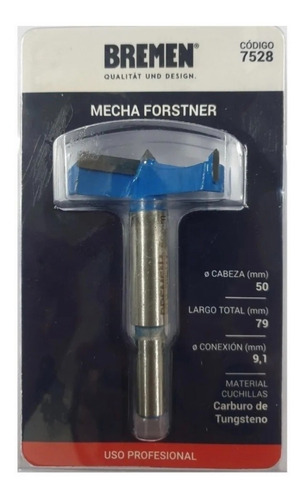 Imagen 1 de 3 de Mecha Forstner Broca Madera 50 Mm P/bisagra Bremen 7528