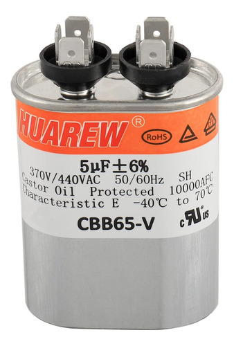 Huarew 5 Uf Mfd ± 6% 370/440 Vac Cbb65 Condensador De Arranq