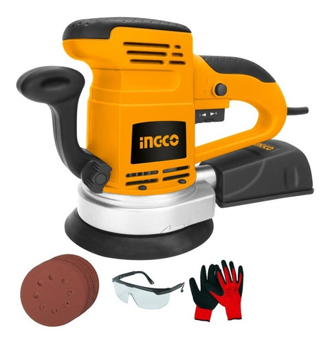 Lijadora roto orbital Ingco Tools RS4508 con sistema velcro naranja 50Hz/60Hz 450W 220V-240V