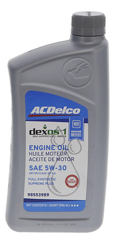 Aceite 5w30 Cuarto Dexos 1 Suprem Acdelco Acdelco