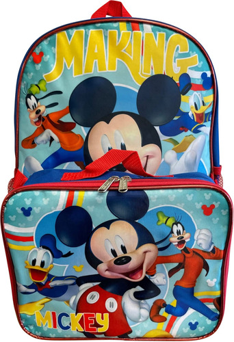 Mochila Ruzkey Mouse De 16  Con Lonchera Desmontable Azul Ro