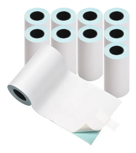 10 Rollos de Papel Térmico Autoadhesivo para Mini Impresora de 57x30mm 10pcs Blanco