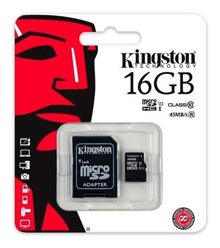 Memoria Micro Sd Kingston 16gb Clase 10 Hc Camara Celular