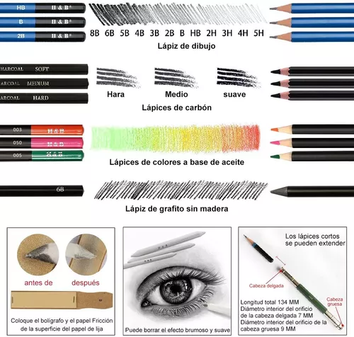Set De Arte Profesional 145 Lápices Colores Dibujo Kit