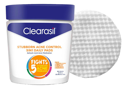 Clearasil Stubborn Acne Control Daily Pads Contine 90 Pads