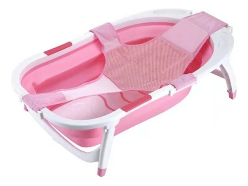 Tina Bebe Bañera Plegable + Malla Color Rosa