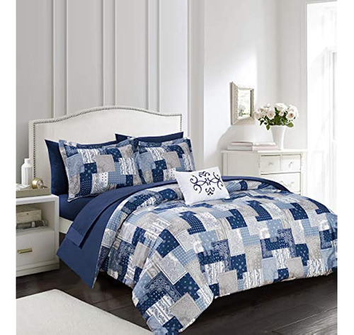 Chic Home Millennia 8 Piezas Edredón Reversible Patchwork Bo