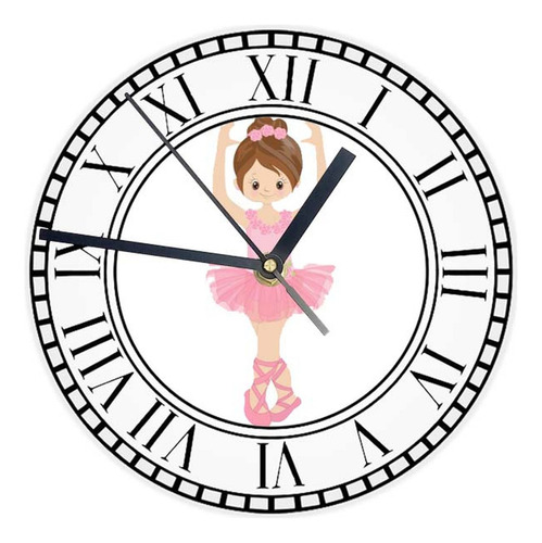 Reloj Redondo Madera Brillante Bailarina Mod 23