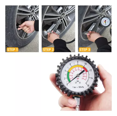 Manómetro Medidor De Presión Neumáticos Auto Moto Bicicleta