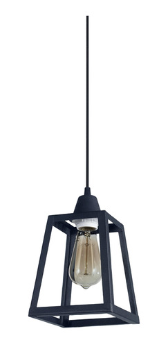 Lampara Colgante Trapecio Negra A/ Led Moderna 1 Luz