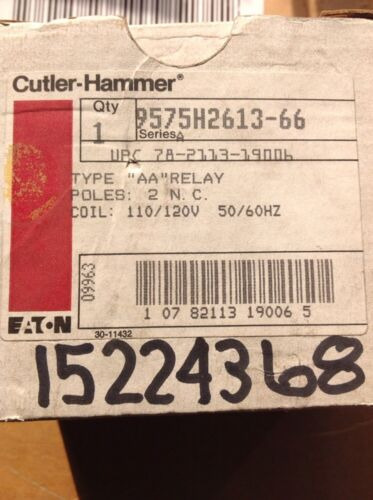 Cutler-hammer Type Aa Relay 2 Poles 9575h2613-66 Coil 11 Nne