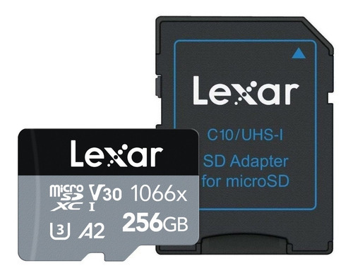 Tarjeta de memoria micro SD Lexar 1066x 256 GB 4k A2 160 MB/s